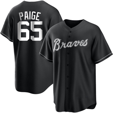 Black/White Satchel Paige Men's Atlanta Braves Jersey - Replica Big Tall