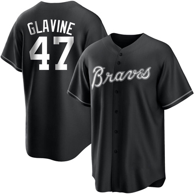 Black/White Tom Glavine Men's Atlanta Braves Jersey - Replica Big Tall