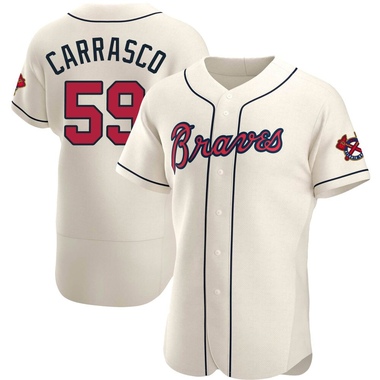 Cream Carlos Carrasco Men's Atlanta Braves Alternate Jersey - Authentic Big Tall