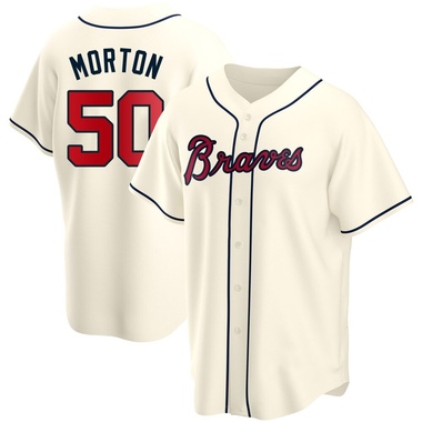 Cream Charlie Morton Men's Atlanta Braves Alternate Jersey - Replica Big Tall