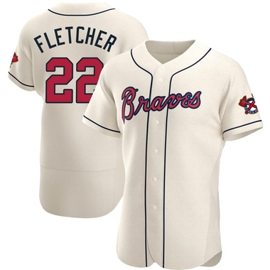Cream David Fletcher Men's Atlanta Braves Alternate Jersey - Authentic Big Tall