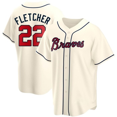 Cream David Fletcher Men's Atlanta Braves Alternate Jersey - Replica Big Tall