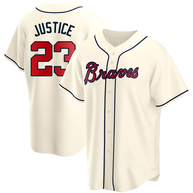 Cream David Justice Youth Atlanta Braves Alternate Jersey - Replica