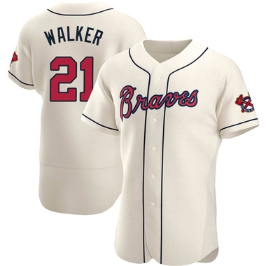 Cream Josh Walker Men's Atlanta Braves Alternate Jersey - Authentic Big Tall