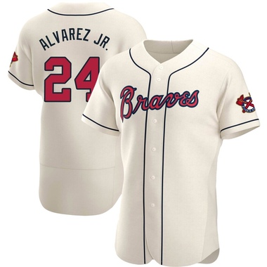 Cream Nacho Alvarez Jr. Men's Atlanta Braves Alternate Jersey - Authentic Big Tall