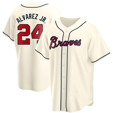 Cream Nacho Alvarez Jr. Youth Atlanta Braves Alternate Jersey - Replica