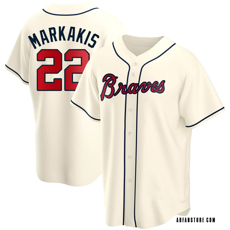 Cream Nick Markakis Men's Atlanta Braves Alternate Jersey - Replica Big Tall