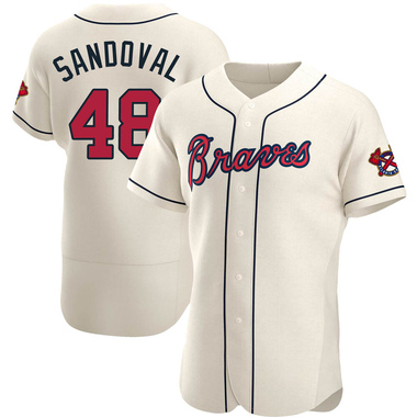 Cream Pablo Sandoval Men's Atlanta Braves Alternate Jersey - Authentic Big Tall