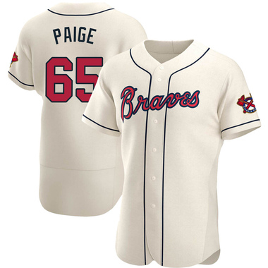 Cream Satchel Paige Men's Atlanta Braves Alternate Jersey - Authentic Big Tall