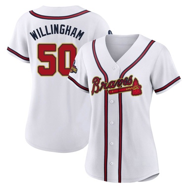 Gold Amos Willingham Women's Atlanta Braves White 2022 Program Jersey - Authentic Plus Size