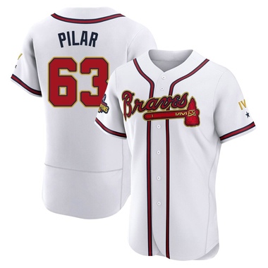 Gold Anderson Pilar Men's Atlanta Braves White 2022 Program Jersey - Authentic Big Tall