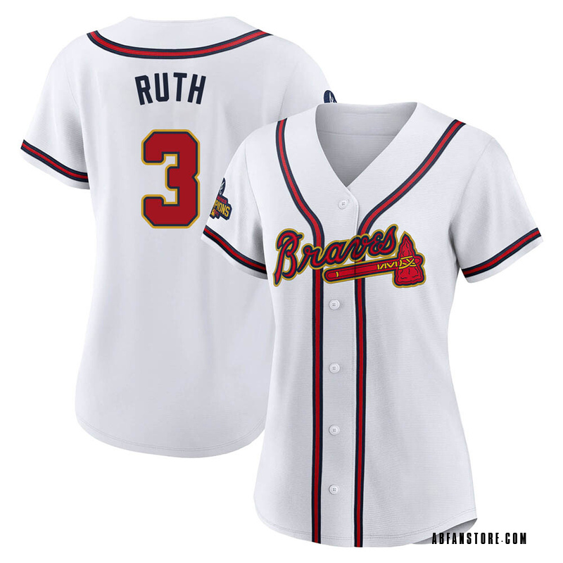 Gold Babe Ruth Women's Atlanta Braves White 2022 Program Jersey - Authentic Plus Size