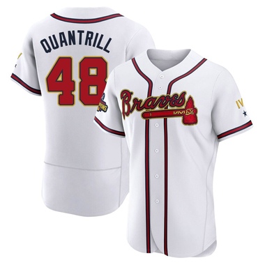 Gold Cal Quantrill Men's Atlanta Braves White 2022 Program Jersey - Authentic Big Tall