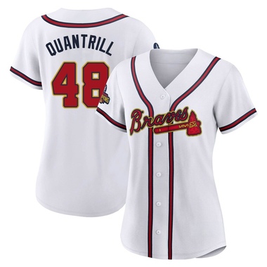 Gold Cal Quantrill Women's Atlanta Braves White 2022 Program Jersey - Replica Plus Size