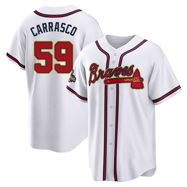 Gold Carlos Carrasco Men's Atlanta Braves White 2022 Program Jersey - Replica Big Tall