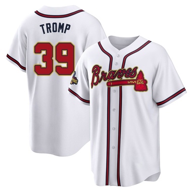 Gold Chadwick Tromp Men's Atlanta Braves White 2022 Program Jersey - Replica Big Tall