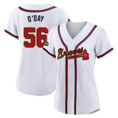 Gold Darren O'Day Women's Atlanta Braves White 2022 Program Jersey - Authentic Plus Size