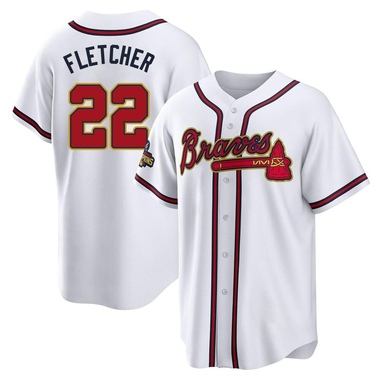 Gold David Fletcher Men's Atlanta Braves White 2022 Program Jersey - Replica Big Tall