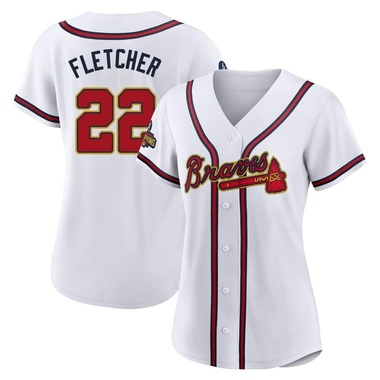 Gold David Fletcher Women's Atlanta Braves White 2022 Program Jersey - Authentic Plus Size