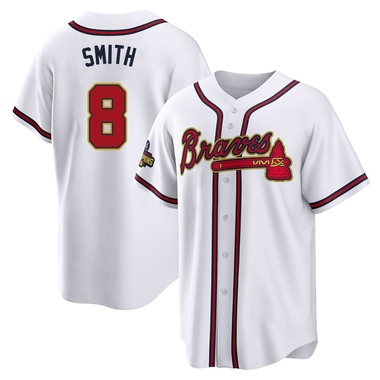 Gold Dominic Smith Men's Atlanta Braves White 2022 Program Jersey - Replica Big Tall
