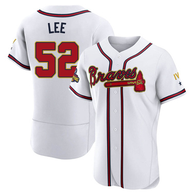 Gold Dylan Lee Men's Atlanta Braves White 2022 Program Jersey - Authentic Big Tall