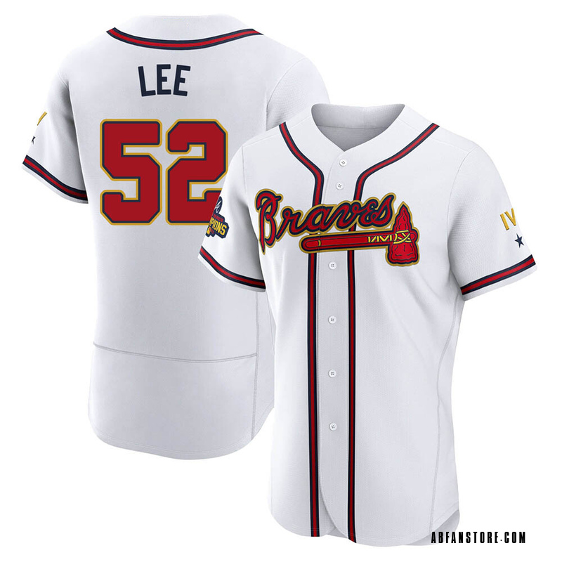 Gold Dylan Lee Men's Atlanta Braves White 2022 Program Jersey - Authentic Big Tall