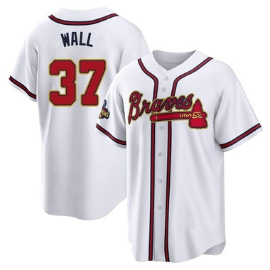 Gold Forrest Wall Men's Atlanta Braves White 2022 Program Jersey - Replica Big Tall