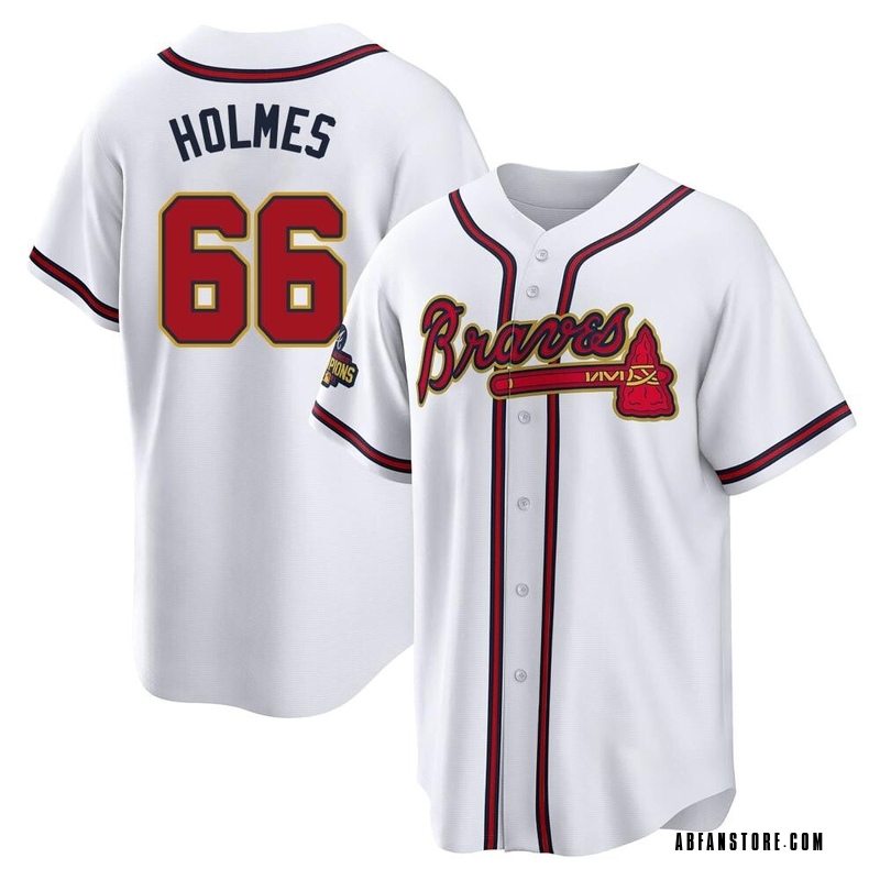 Gold Grant Holmes Men's Atlanta Braves White 2022 Program Jersey - Replica Big Tall