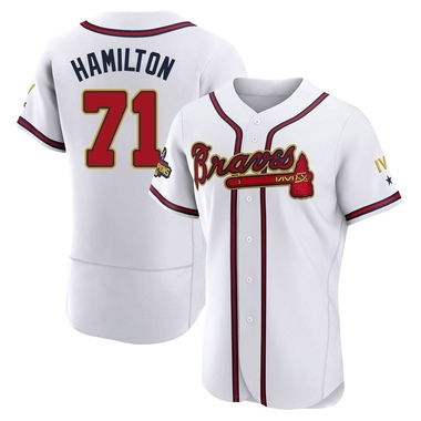 Gold Ian Hamilton Men's Atlanta Braves White 2022 Program Jersey - Authentic Big Tall