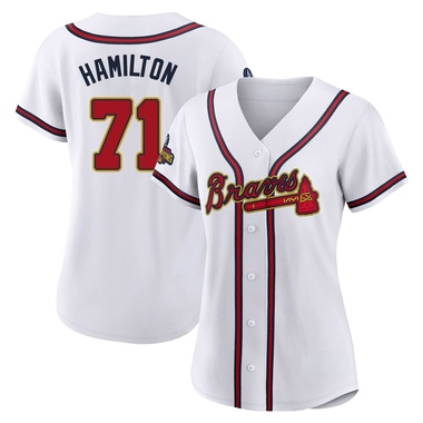Gold Ian Hamilton Women's Atlanta Braves White 2022 Program Jersey - Authentic Plus Size