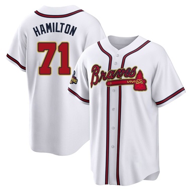 Gold Ian Hamilton Youth Atlanta Braves White 2022 Program Jersey - Replica