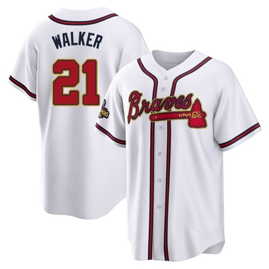 Gold Josh Walker Men's Atlanta Braves White 2022 Program Jersey - Replica Big Tall