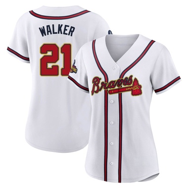 Gold Josh Walker Women's Atlanta Braves White 2022 Program Jersey - Replica Plus Size