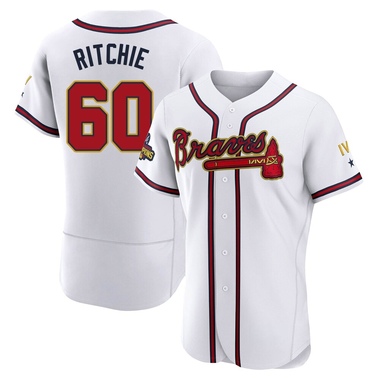 Gold JR Ritchie Men's Atlanta Braves White 2022 Program Jersey - Authentic Big Tall