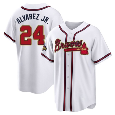 Gold Nacho Alvarez Jr. Men's Atlanta Braves White 2022 Program Jersey - Replica Big Tall
