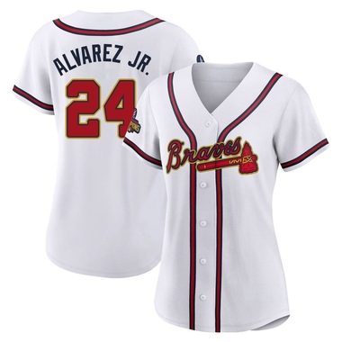 Gold Nacho Alvarez Jr. Women's Atlanta Braves White 2022 Program Jersey - Authentic Plus Size
