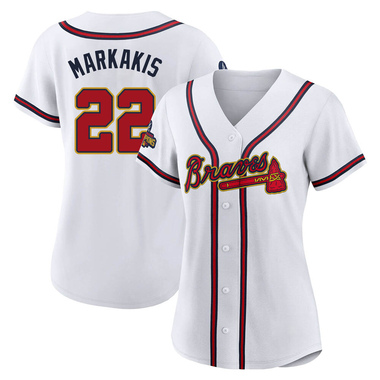 Gold Nick Markakis Women's Atlanta Braves White 2022 Program Jersey - Replica Plus Size