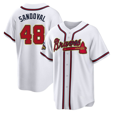 Gold Pablo Sandoval Men's Atlanta Braves White 2022 Program Jersey - Replica Big Tall