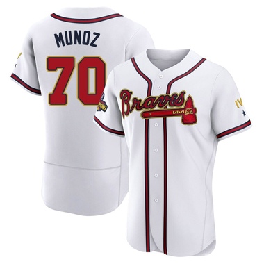 Gold Rolddy Munoz Men's Atlanta Braves White 2022 Program Jersey - Authentic Big Tall