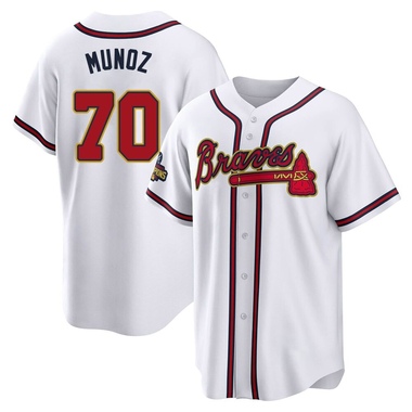 Gold Rolddy Munoz Men's Atlanta Braves White 2022 Program Jersey - Replica Big Tall