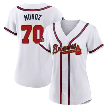 Gold Rolddy Munoz Women's Atlanta Braves White 2022 Program Jersey - Replica Plus Size