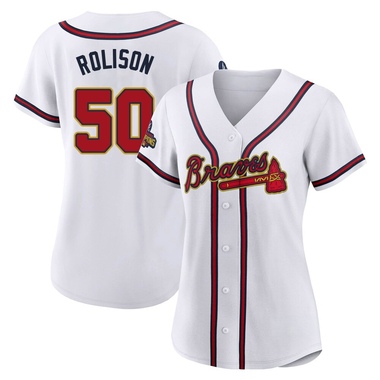 Gold Ryan Rolison Women's Atlanta Braves White 2022 Program Jersey - Replica Plus Size