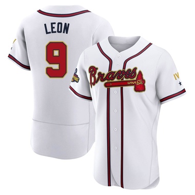Gold Sandy Leon Men's Atlanta Braves White 2022 Program Jersey - Authentic Big Tall