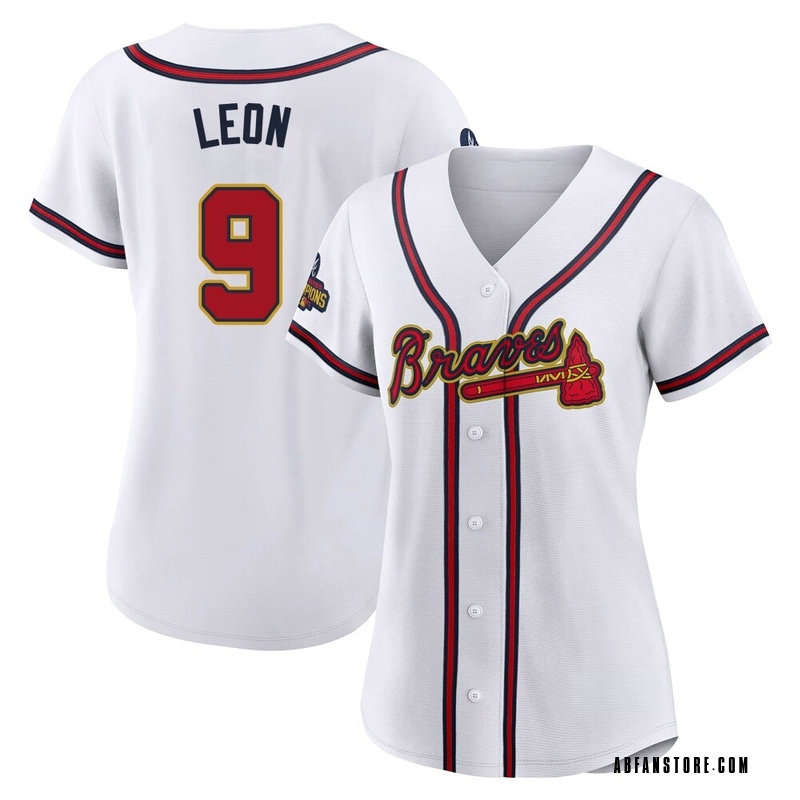 Gold Sandy Leon Women's Atlanta Braves White 2022 Program Jersey - Authentic Plus Size