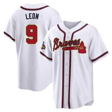 Gold Sandy Leon Youth Atlanta Braves White 2022 Program Jersey - Replica