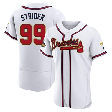 Gold Spencer Strider Men's Atlanta Braves White 2022 Program Jersey - Authentic Big Tall