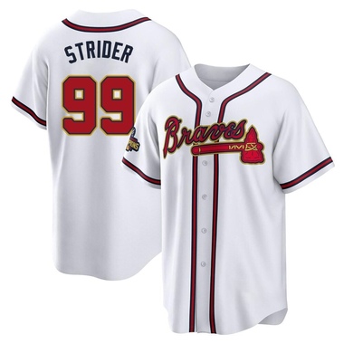 Gold Spencer Strider Men's Atlanta Braves White 2022 Program Jersey - Replica Big Tall