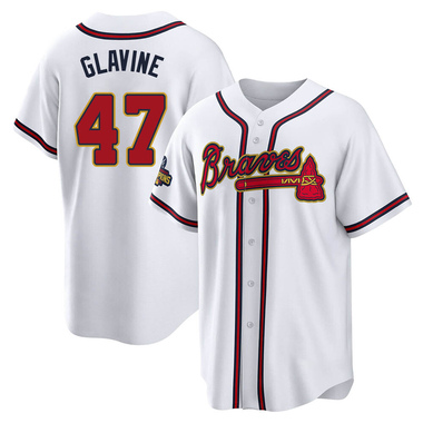 Gold Tom Glavine Youth Atlanta Braves White 2022 Program Jersey - Replica