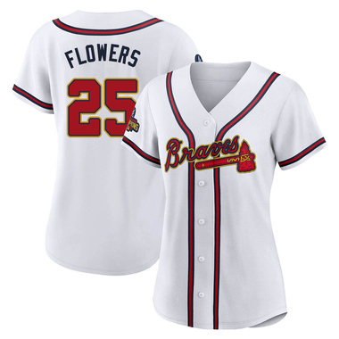 Gold Tyler Flowers Women's Atlanta Braves White 2022 Program Jersey - Authentic Plus Size