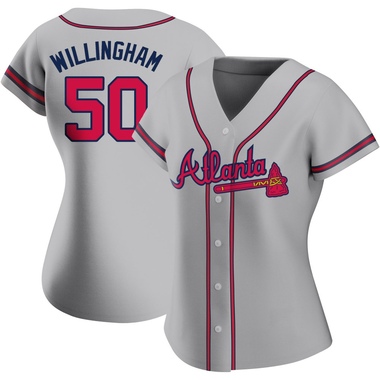Gray Amos Willingham Women's Atlanta Braves Road Jersey - Replica Plus Size